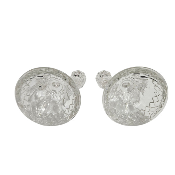Imperial Glass Clear Crystal Double Candle Holders Set of 2, 4.5" Diamond Cut - Picture 3 of 3
